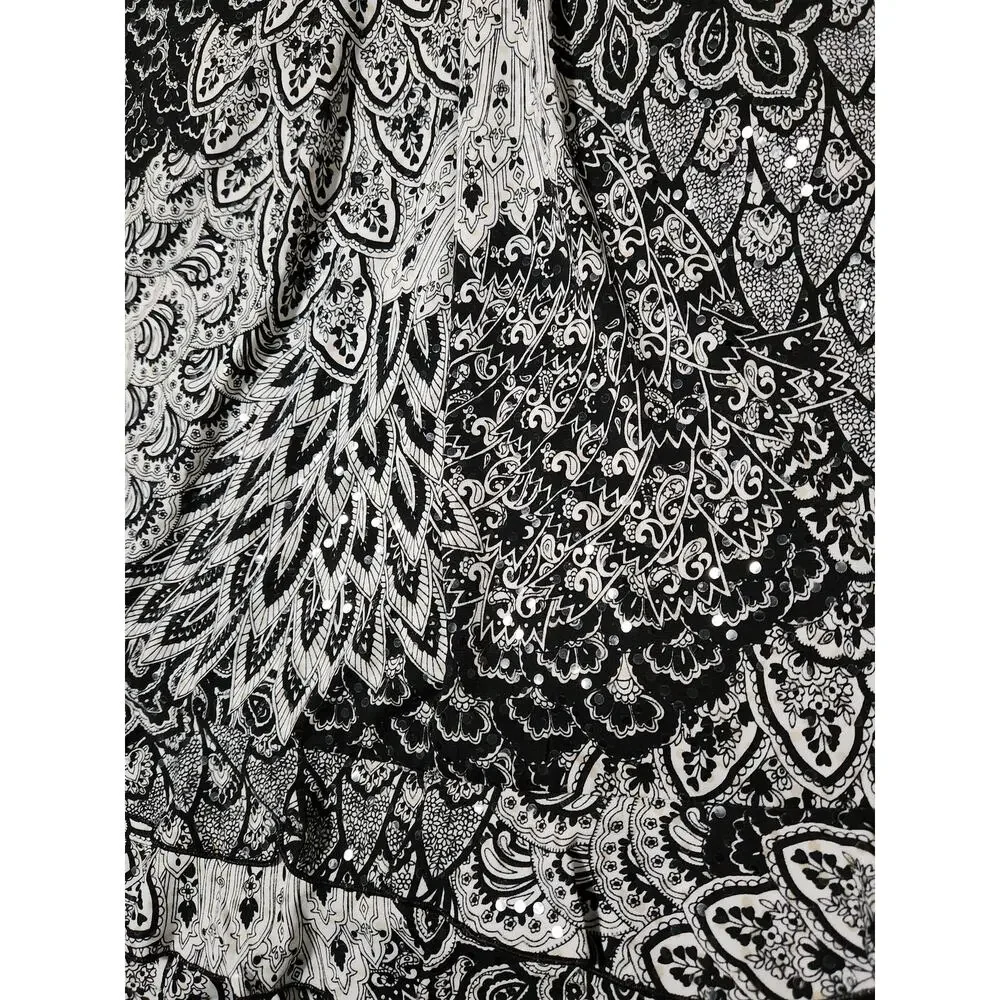 MSK Black & White Sequin Ruffle Hem Party Cocktail Dress Size M A1.11